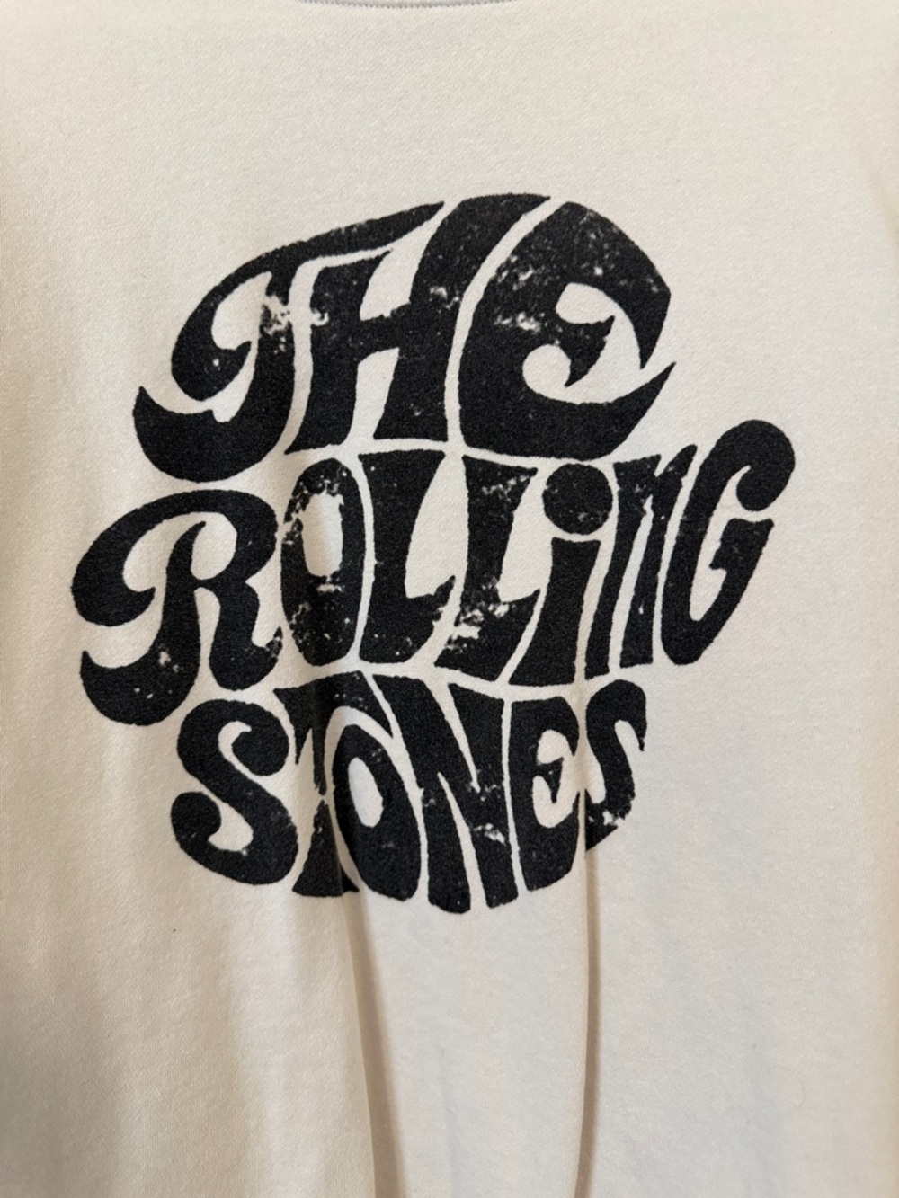 The Rolling Stones Logo Cream Sweatshirt Black Print XL - Picture 2 of 3